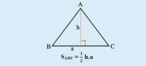 Công thức tính diện tích tam giác đều S = (a x h)/ 2