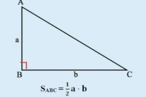 Công thức tính diện tích tam giác vuông S = ½ x a x b