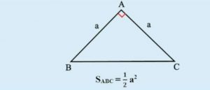 Công thức tính diện tích tam giác vuông cân S = ½ x a² 